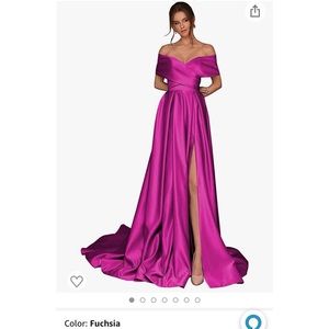 Off the shoulder Fuchsia Ball Gown